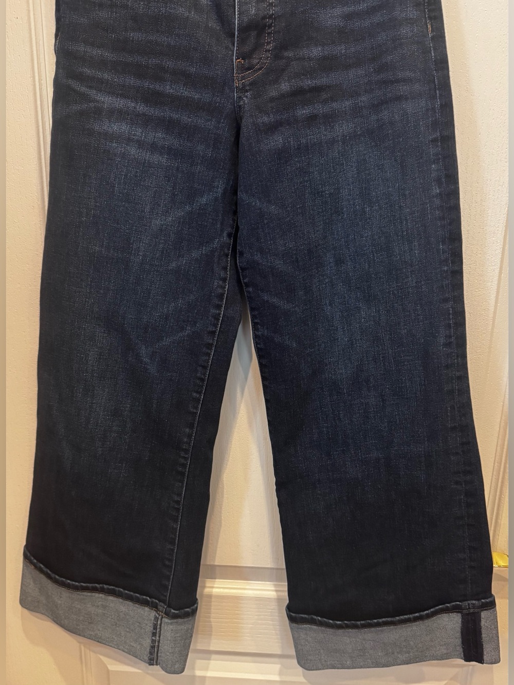 Kut from the Kloth Dark Blue Wide Leg Cuffed Meg Jeans - Picture 6 of 11